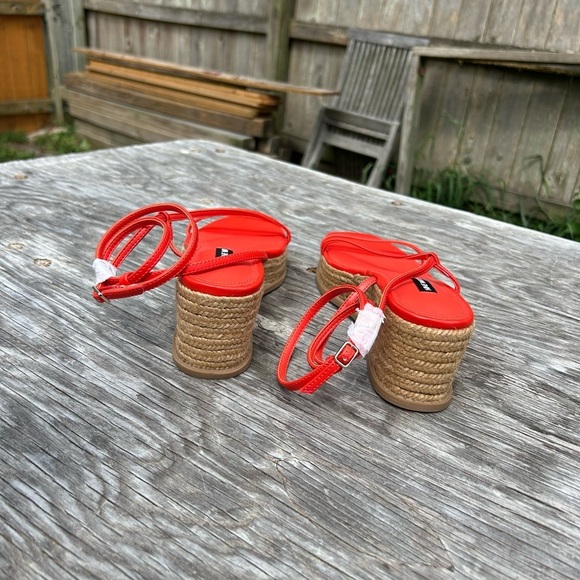 - Nine‎ West women’s Alexx espadrille sandal blood orange ankle wrap wedge 7.5 - Picture 6 of 7
